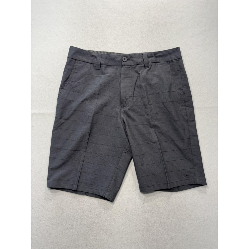 O'Neill Chino Shorts Mens 34 Gray 9" Inseam Striped Stretch Casual Travel